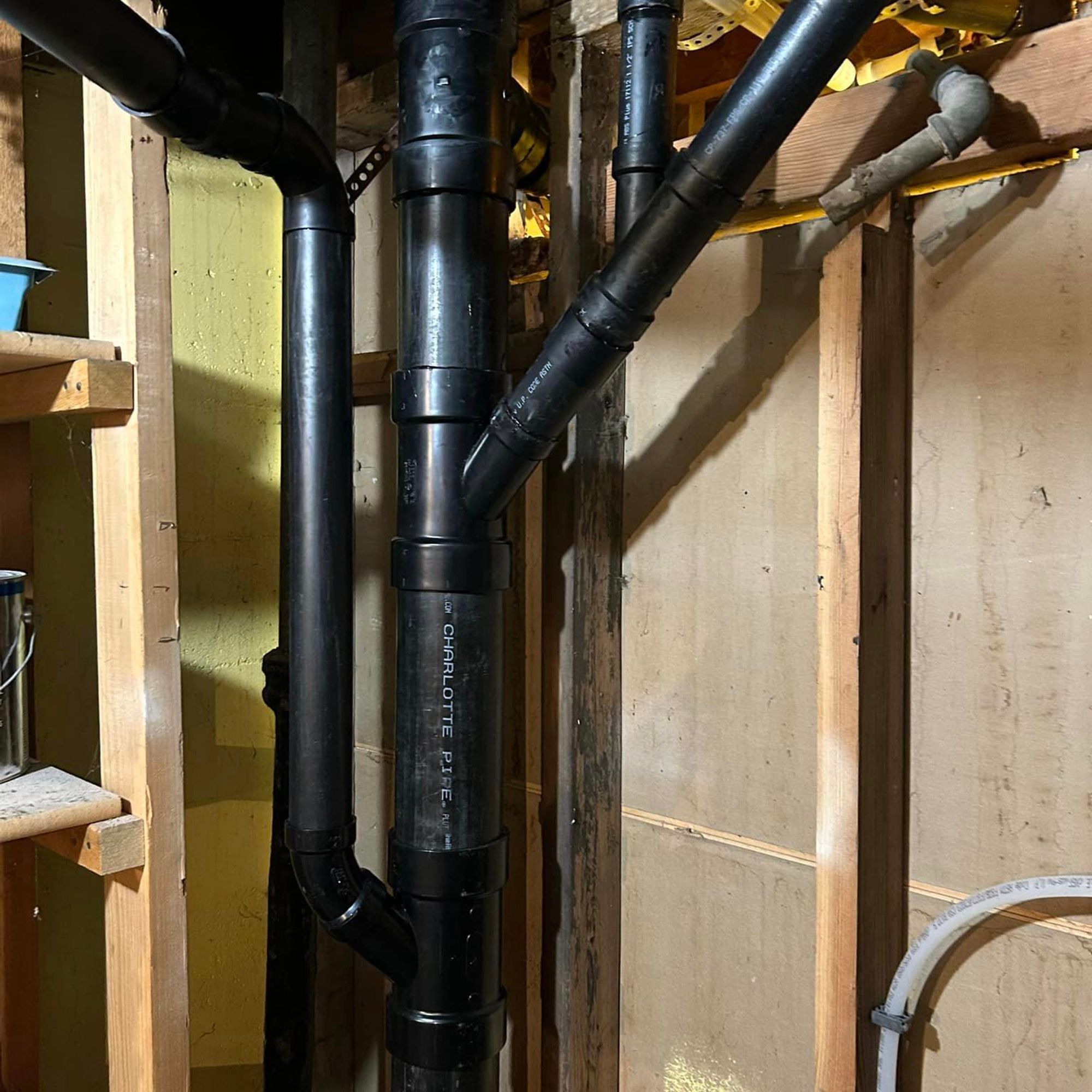 Drain pipe installation inside a wall from the company gallery